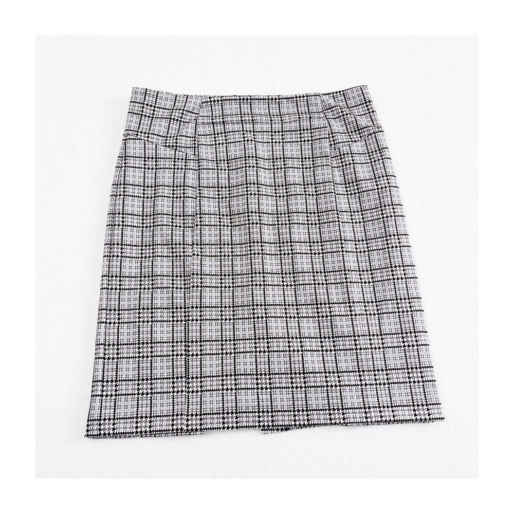 Michael Kors Plaid Pencil Skirt Black/Gray SZM